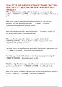 PGA LEVEL 3 &lpar;3&period;0&rpar; FOOD AND BEVERAGE CONTROL 2024 VERIFIED QUESTIONS AND ANSWERS 100&percnt; CORRECT
