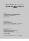 7F EXAM Mosquito Control Exam Questions And Answers&period; Verified and Updated