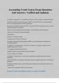 Accounting Crash Course Exam Questions And Answers&period; Verified and Updated&period;