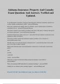 Alabama Insurance&colon; Property And Casualty Exam Questions And Answers&period; Verified and Updated&period;