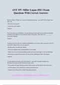 ANT 197- Miller Logan &lpar;ISU&rpar; Exam Questions With Correct Answers