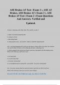 ASE Brakes A5 Test &lpar; Exam 1 &rpar;&comma; ASE A5 Brakes&comma; ASE Brakes A5 &lpar; Exam 3 &rpar;&comma; ASE Brakes A5 Test &lpar; Exam 2 &rpar; Exam Questions And Answers&period; Verified and Updated&period;