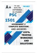 PSC1501 Assignment 4 &lpar;COMPLETE ANSWERS&rpar; 2024 - DUE 16 August 2024