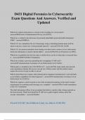 D431 Digital Forensics in Cybersecurity Exam Questions And Answers&period; Verified and Updated