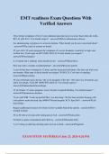 EXAM STUDY MATERIALS July 23&comma; 2024 4&colon;26 PM Emt Readiness Exam 2 Questions With Verified Answers