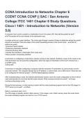 CCNA Introduction to Networks Chapter 6 CCENT CCNA CCNP &vert;&vert; SAC &sol; San Antonio College ITCC 1401 Chapter 6 Study Questions&period; Cisco I 1401 - Introduction to Networks &lpar;Version 5&period;0&rpar; Questions with 100&percnt; Correct Answers &lpar;Exam elaborations&rpar; Graded A&plus; &vert; Verified &vert; 