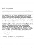 Ethics for Counselors Questions with 100&percnt; Correct Answers &lpar;Exam elaborations&rpar; Graded A&plus; &vert; Verified &vert; Latest Update 2024&comma; Actual Complete Solutions &comma;Garanteed Distinction