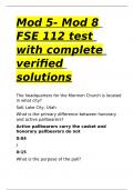 Mod 5- Mod 8 FSE 112 test with complete verified solutions&period;