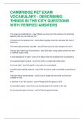 VOCABULARY LIST PRELIMINARY ENGLISH TEST &lpar;PET&rpar;QUESTIONS WITH VERIFIED ANSWERS