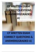 CP WRITTEN EXAM CORRECT QUESTIONS & ANSWERS&lpar;GRADED A&rpar;