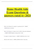 Home Health Aide Exam Questions & answers rated A&plus; 2024&period;