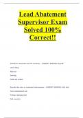 Lead Abatement Supervisor Exam Solved 100- Correct&excl;&excl;&period;
