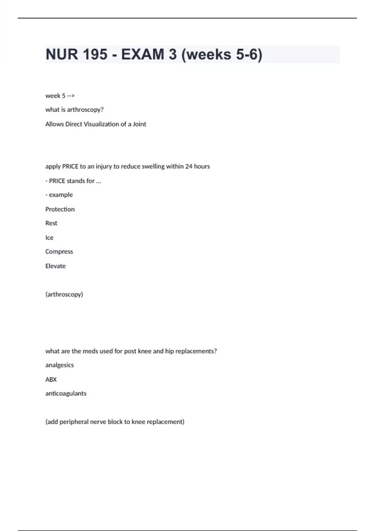 NUR 195 - EXAM 3 (weeks 5-6) questions with complete solutions ...