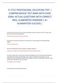 FL FTCE PROFESSIONAL EDUCATION TEST &vert; COMPREHENSIVE TEST BANK WITH OVER 2000&plus; ACTUAL QUESTIONS WITH CORRECT WELL ELABORATED ANSWERS &vert; A&plus; GUARANTEED SUCCESS &vert;