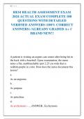 HESI HEALTH ASSESSMENT EXAM  2024 ACTUAL EXAM COMPLETE 100  QUESTIONS WITH DETAILED  VERIFIED ANSWERS &lpar;100&percnt; CORRECT  ANSWERS&rpar; &sol;ALREADY GRADED A&plus; &sol;&sol;  BRAND NEW&excl;&excl;