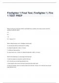 Firefighter 1 Final Test&comma; Firefighter 1&comma; Fire 1 TEST PREP Questions and Answers