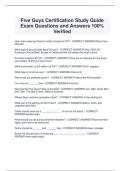 Five Guys Certification Study Guide  Exam Questions and Answers 100&percnt;  Verified 