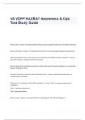 VA VDFP HAZMAT Awareness & Ops Test Study Guide Questions and Answers
