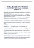 STUDY REVIEW FOR FIVE GUYS  CERTIFICATION EXAM 2024&sol;2025  VERIFIED 