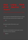 Hotel Lodging FINAL  EXAM Questions and  Answers