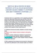 MENTAL HEALTH PSYCH HESI NEWEST ACTUAL EXAM QUESTIONS AND DETAILED CORRECT ANSWERS 2024-2025 &lpar;VERIFIED ANSWERS&rpar; &vert; A&plus; GRADE