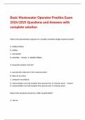 Basic Wastewater Operator Practice Exam 2024&sol;2025 Questions and Answers with complete solution