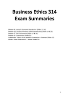 Business Ethics 314 Exam Summaries Chapters 3, 11, 7, 5 & Additional Material 