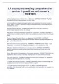 LA county test reading comprehension  version 1 questions and answers  2024&sol;2025