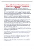 Unit 1&comma; AICE AS Level History International Option Exam  Questions and 100&percnt; Verified Answers