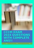 CCCM EXAM 2024 QUESTIONS WITH COMPLETE ANS&excl;&excl;