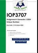 IOP3707 Assignment 4 &lpar;QUALITY ANSWERS&rpar; Semester 2 2024