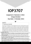 IOP3707 Assignment 4 &lpar;ANSWERS&rpar; Semester 2 2024 - DISTINCTION GUARANTEED