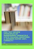 PRM TEST REVIEW &lpar;PRINCIPLES OF MANAGEMENT PENSACOLA STATE COLLEGE&rpar; QUESTIONS & ANSWERS RATED 100&percnt; CORRECT&excl;&excl;