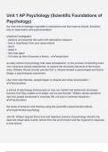 Unit 1 AP Psychology &lpar;Scientific Foundations of Psychology&rpar; Questions and Correct Answers &lpar;elaborations&rpar;  with 100&percnt; Accurate &comma; Verified &comma; Latest fully Updated &comma; 2024&sol;2025 &comma;Already Passed &comma; Graded A&plus;&comma; Complete solutions guarantee distinctions Rationales 