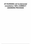 ATI NURSING vati fundamental remediation 100 CORRECT ANSWERS PROVIDED