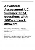 Advanced Assessment UC Summer 2024 questions with 100- correct answers