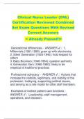 Clinical Nurse Leader &lpar;CNL&rpar;  Certification Reviewed Combined  Set Exam Questions With Revised  Correct Answers < Already Passed&excl;&excl;>