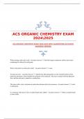 ACS ORGANIC CHEMISTRY EXAM 20242025 WITH GUARANTEED ACCURATE ANSWERS&vert;VERIFIED
