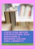 CHFSP &lpar;FOR IBFCSM CERTIFICATION&rpar; 2024 QUESTIONS & ANSWERS SOLVED 100&percnt; CORRECT&excl;&excl;