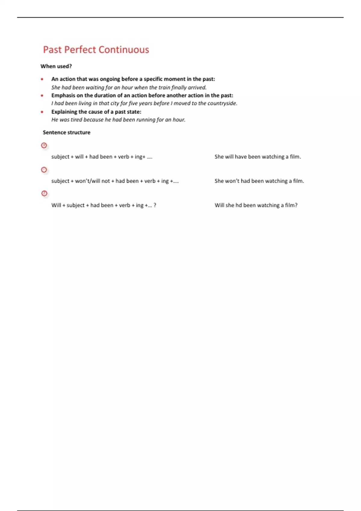 Past Perfect Continuous - English - Stuvia US