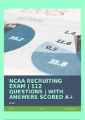 NCAA RECRUITING EXAM &vert; 112 QUESTIONS &vert; WITH ANSWERS SCORED A&plus;