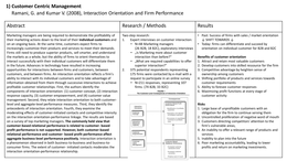 Customer management lecture + paper summaries