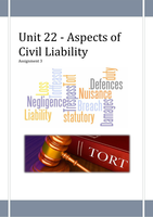 Unit 22 Civil Liability - P2 P5 M3 D1 &ast;MARKED AND ACHIEVED&ast; &lpar;GUARANTEED TO PASS&rpar;