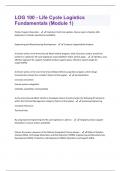 LOG 100 - Life Cycle Logistics Fundamentals &lpar;Module 1&rpar; Latest Updated 2024&sol;2025 Actual Questions and Answers Fully Solved 100&percnt; Guaranteed Success&period;&lpar;Graded A&plus;&rpar;