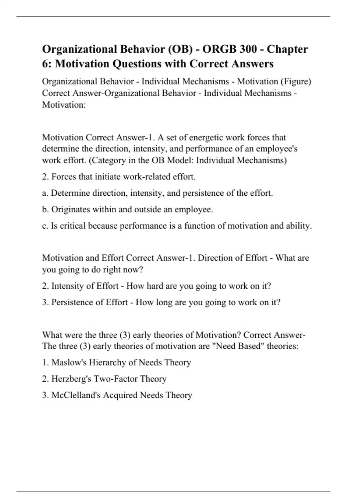 Organizational Behavior (OB) - ORGB 300 - Chapter 6: Motivation ...