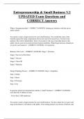Entrepreneurship & Small Business V&period;2 UPDATED Exam Questions and  CORRECT Answers