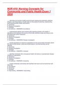 NUR 410&colon; Nursing Concepts for  Community and Public Health Exam 1 2024