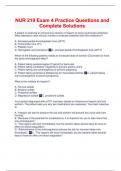 NUR 219 Exam 4 Practice Questions and Complete Solutions