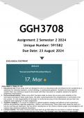GGH3708 Assignment 2 &lpar;ANSWERS&rpar; Semester 2 2024 - DISTINCTION GUARANTEED