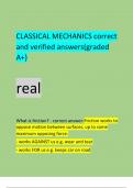 CLASSICAL MECHANICS correct and verified answers&lpar;graded A&plus;&rcub;